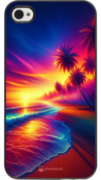 Coque iPhone 4/4s - Plage coucher soleil flashy