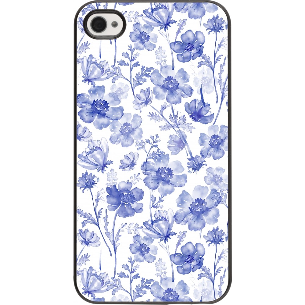 iPhone 4/4s Case Hülle - Spring 23 watercolor blue flowers