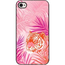 Coque iPhone 4/4s - Tigre palmiers roses