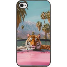 Coque iPhone 4/4s - Tigre voiture rose