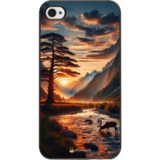 Coque iPhone 4/4s - Valley Sunset Deer Tree