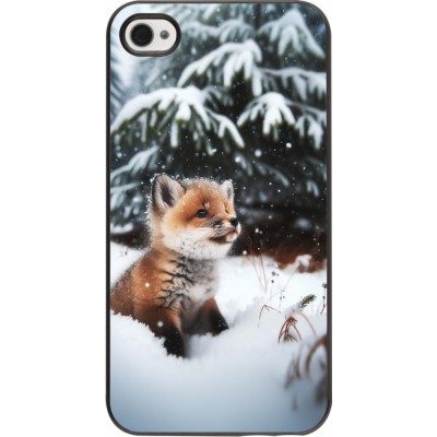 Coque iPhone 4/4s - Noël 2023 Renardeau sapin