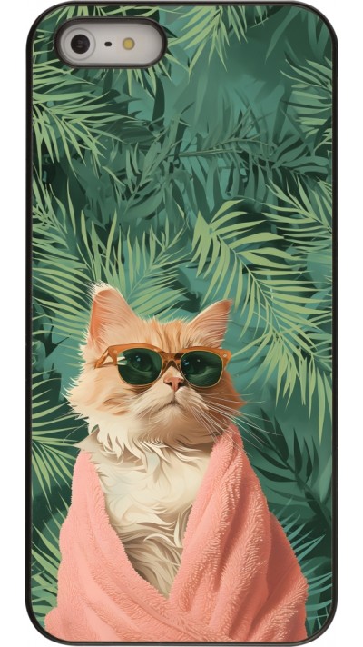 Coque iPhone 5/5s / SE (2016) - Cat Summer Palms