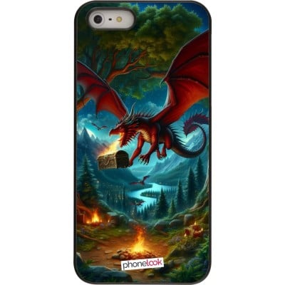 Coque iPhone 5/5s / SE (2016) - Dragon Volant Forêt Trésor