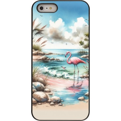 Coque iPhone 5/5s / SE (2016) - Flamant rose aquarelle