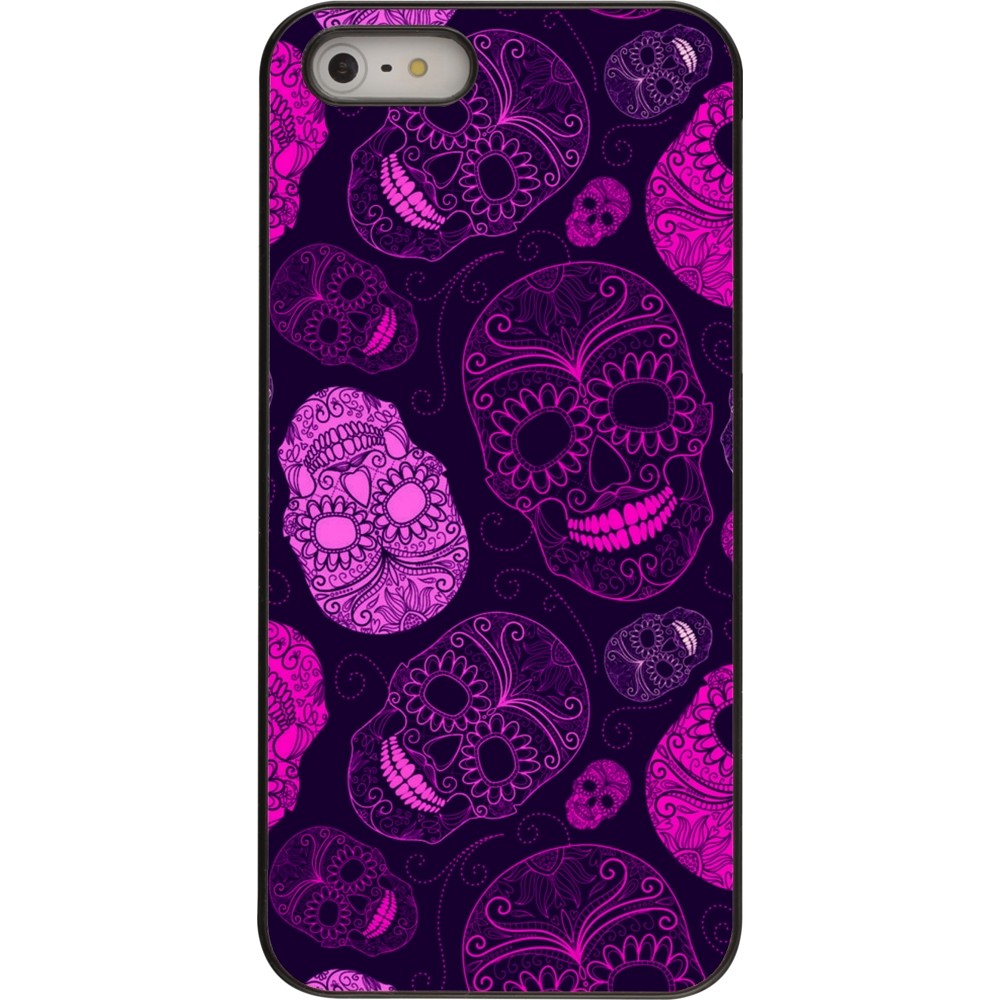 Coque iPhone 5/5s / SE (2016) - Halloween 2023 pink skulls