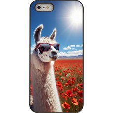 Coque iPhone 5/5s / SE (2016) - Lama Chic en Coquelicot