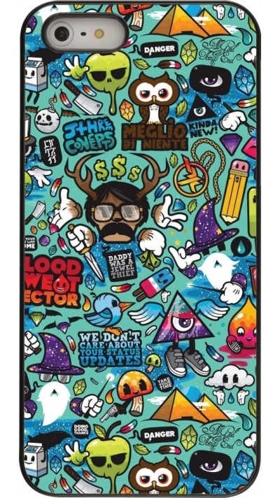 Coque iPhone 5/5s / SE (2016) - Mixed Cartoons Turquoise