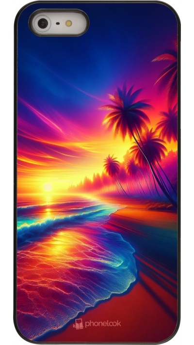 Coque iPhone 5/5s / SE (2016) - Plage coucher soleil flashy