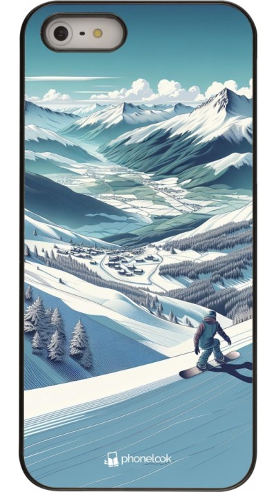 Coque iPhone 5/5s / SE (2016) - Snowboarder Montagne