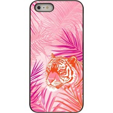 Coque iPhone 5/5s / SE (2016) - Tigre palmiers roses