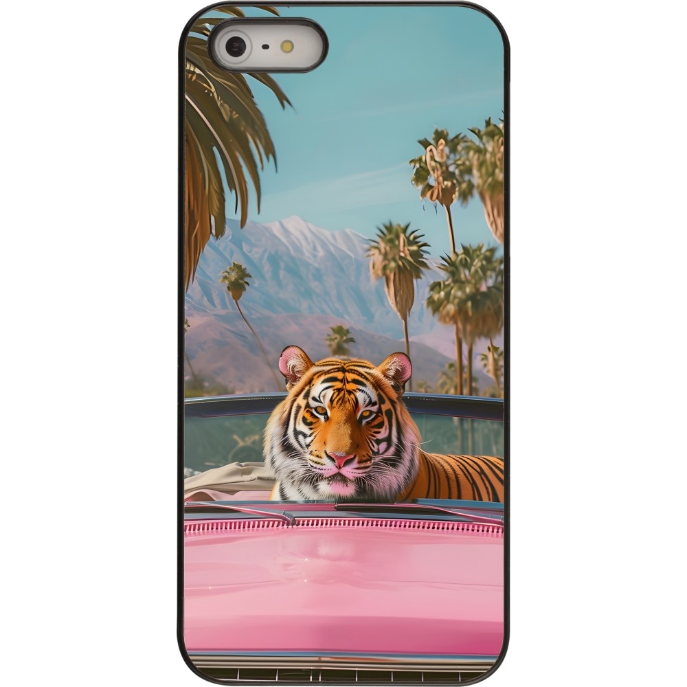 Coque iPhone 5/5s / SE (2016) - Tigre voiture rose