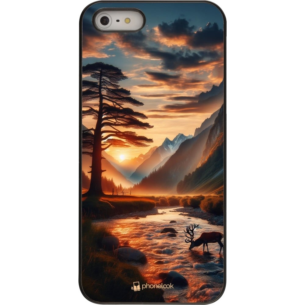 Coque iPhone 5/5s / SE (2016) - Valley Sunset Deer Tree