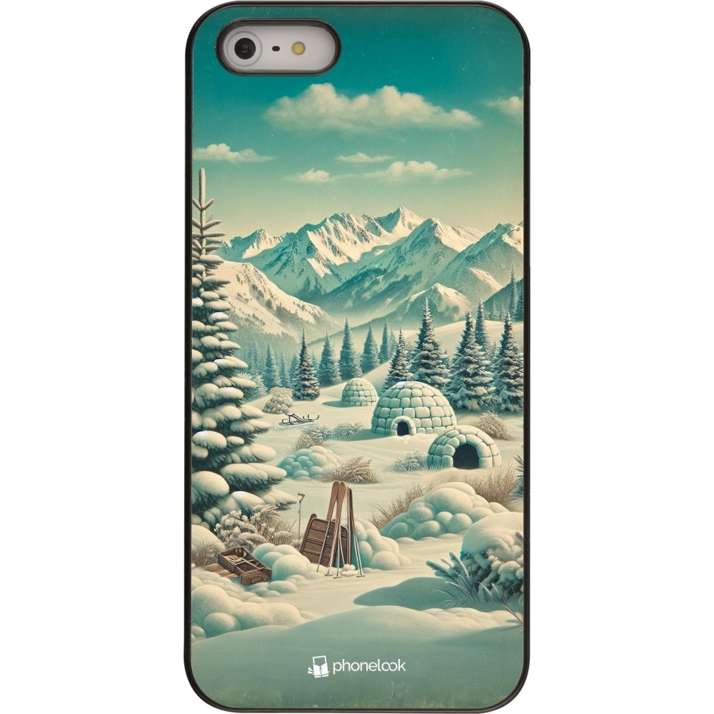 Coque iPhone 5/5s / SE (2016) - Vintage Snowy Mountain Igloo