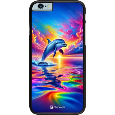 Coque iPhone 6/6s - Dauphin arc-en-ciel heureux