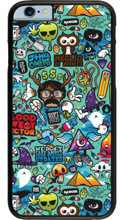 Coque iPhone 6/6s - Mixed Cartoons Turquoise