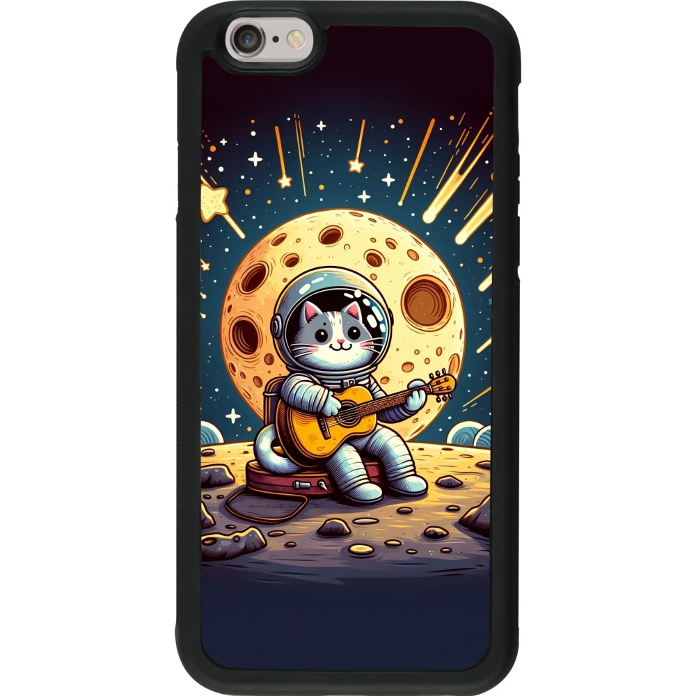 Coque iPhone 6/6s - Silicone rigide noir AstroCat RockLune