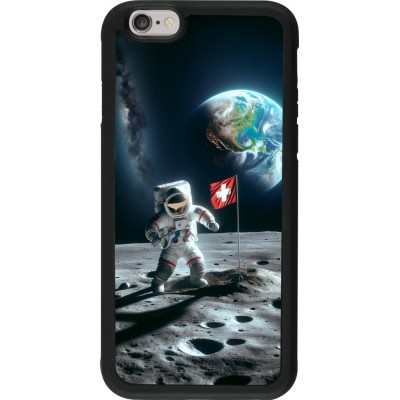 Coque iPhone 6/6s - Silicone rigide noir Astro Suisse sur lune