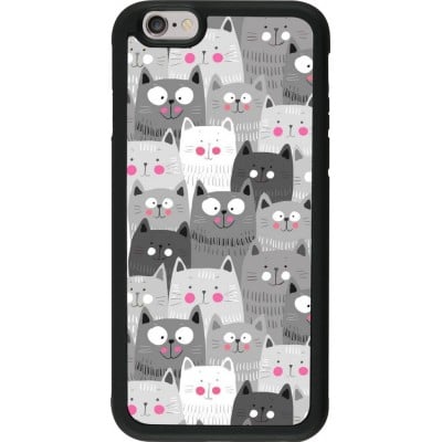 Coque iPhone 6/6s - Silicone rigide noir Chats gris troupeau