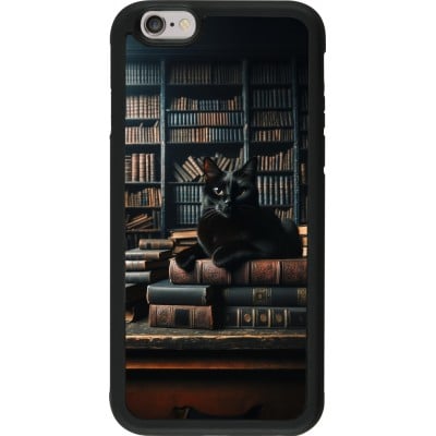 Coque iPhone 6/6s - Silicone rigide noir Chat livres sombres