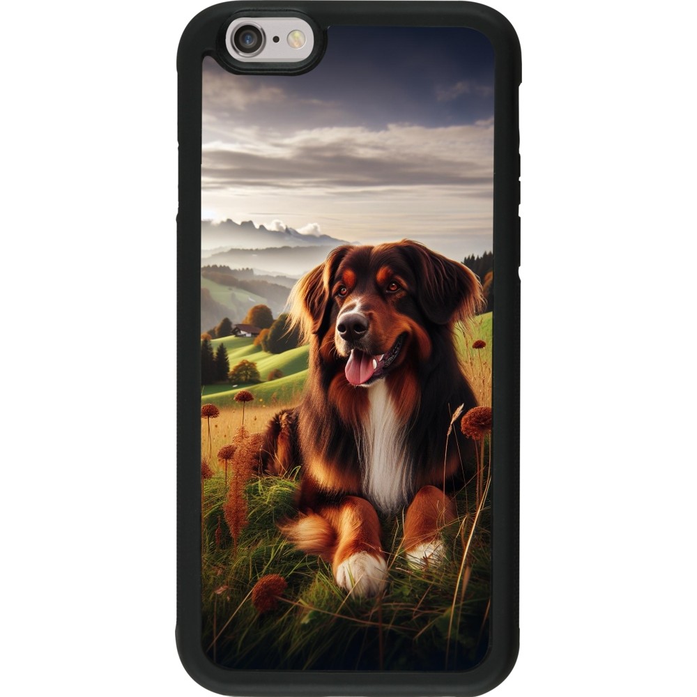 Coque iPhone 6/6s - Silicone rigide noir Chien Campagne Suisse