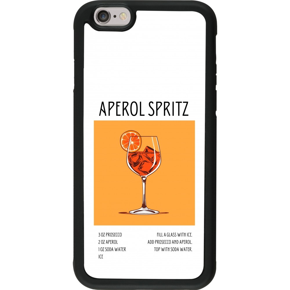 Coque iPhone 6/6s - Silicone rigide noir Cocktail recette Aperol Spritz