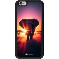 Coque iPhone 6/6s - Silicone rigide noir Elephant Sunrise Beauty