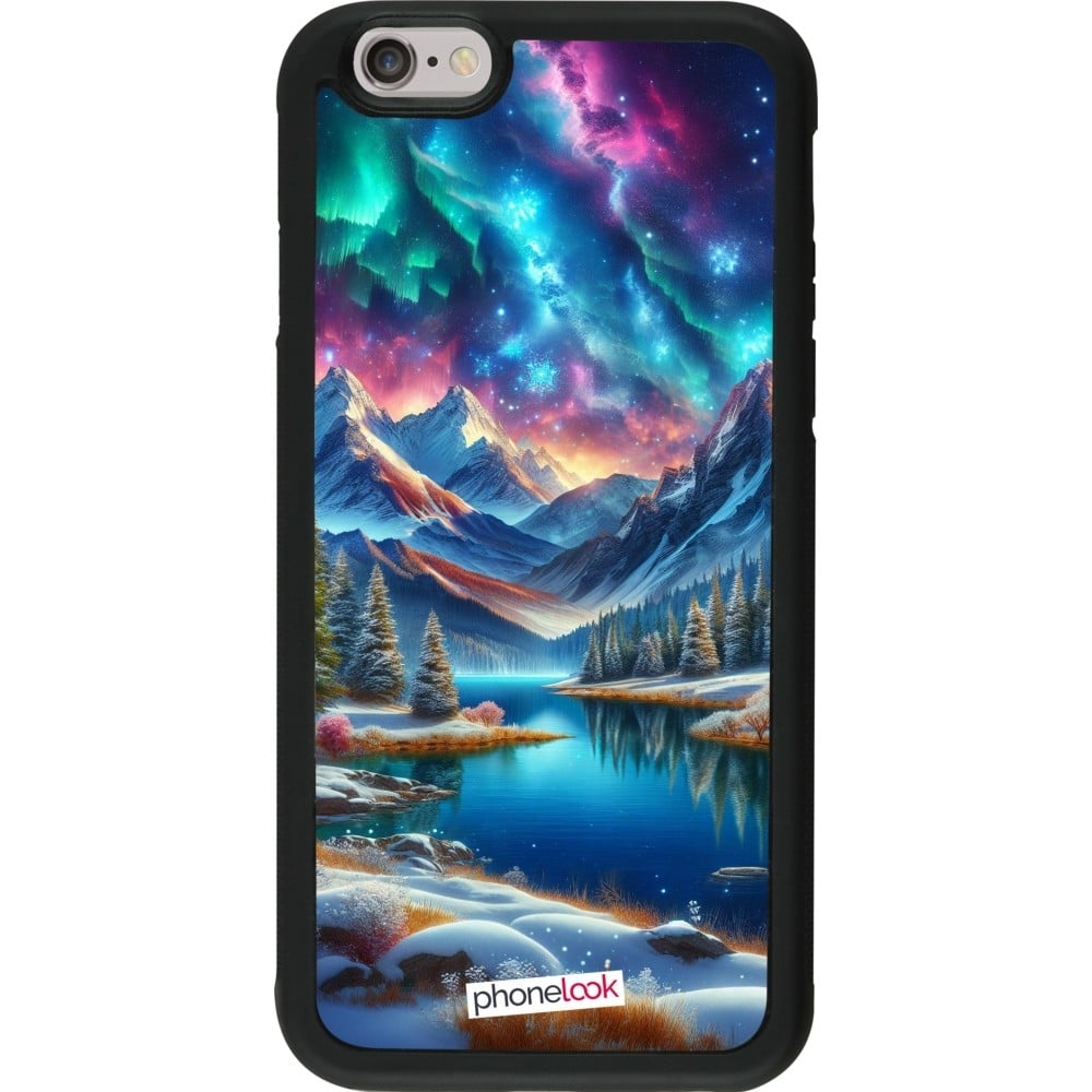 Coque iPhone 6/6s - Silicone rigide noir Fantasy Mountain Lake Sky Stars