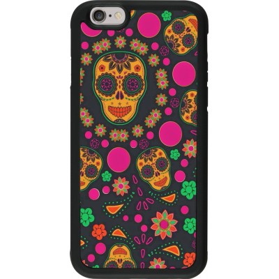 Coque iPhone 6/6s - Silicone rigide noir Halloween 22 colorful mexican skulls