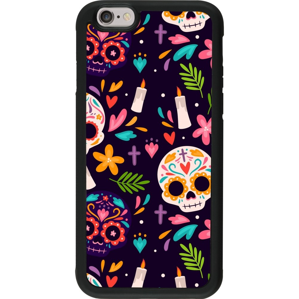 Coque iPhone 6/6s - Silicone rigide noir Halloween 2023 mexican style