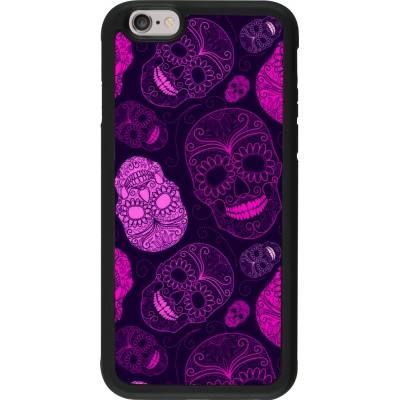 Coque iPhone 6/6s - Silicone rigide noir Halloween 2023 pink skulls