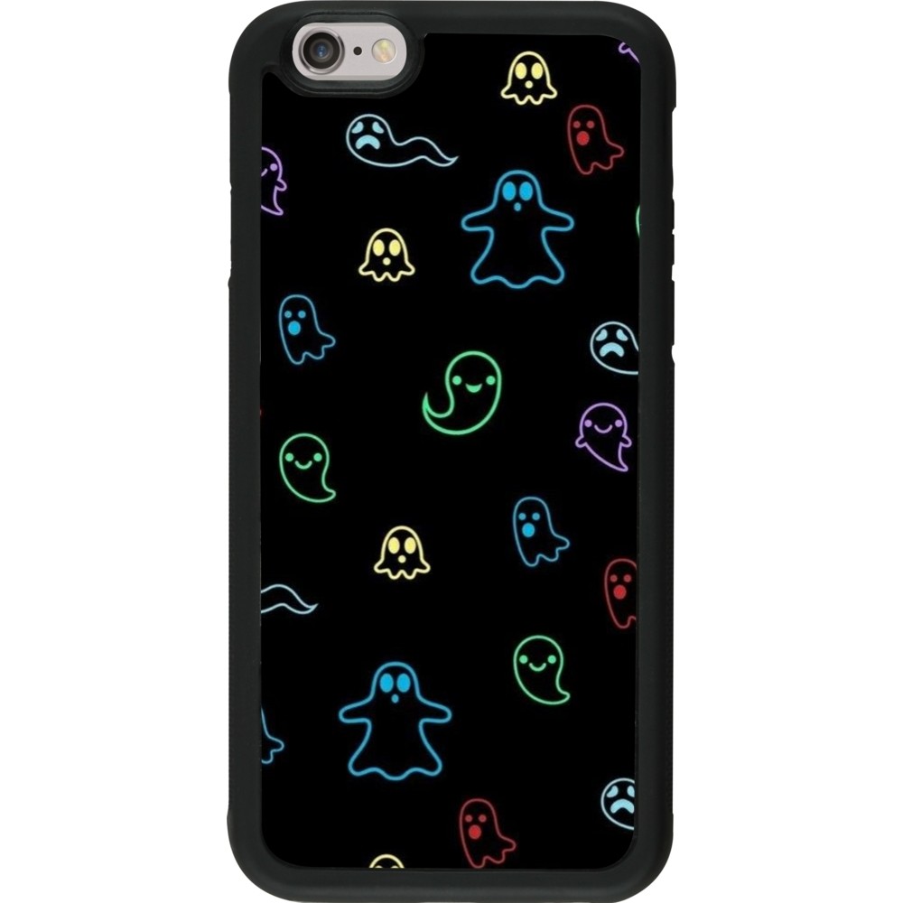 Coque iPhone 6/6s - Silicone rigide noir Halloween 2024 colorful ghosts