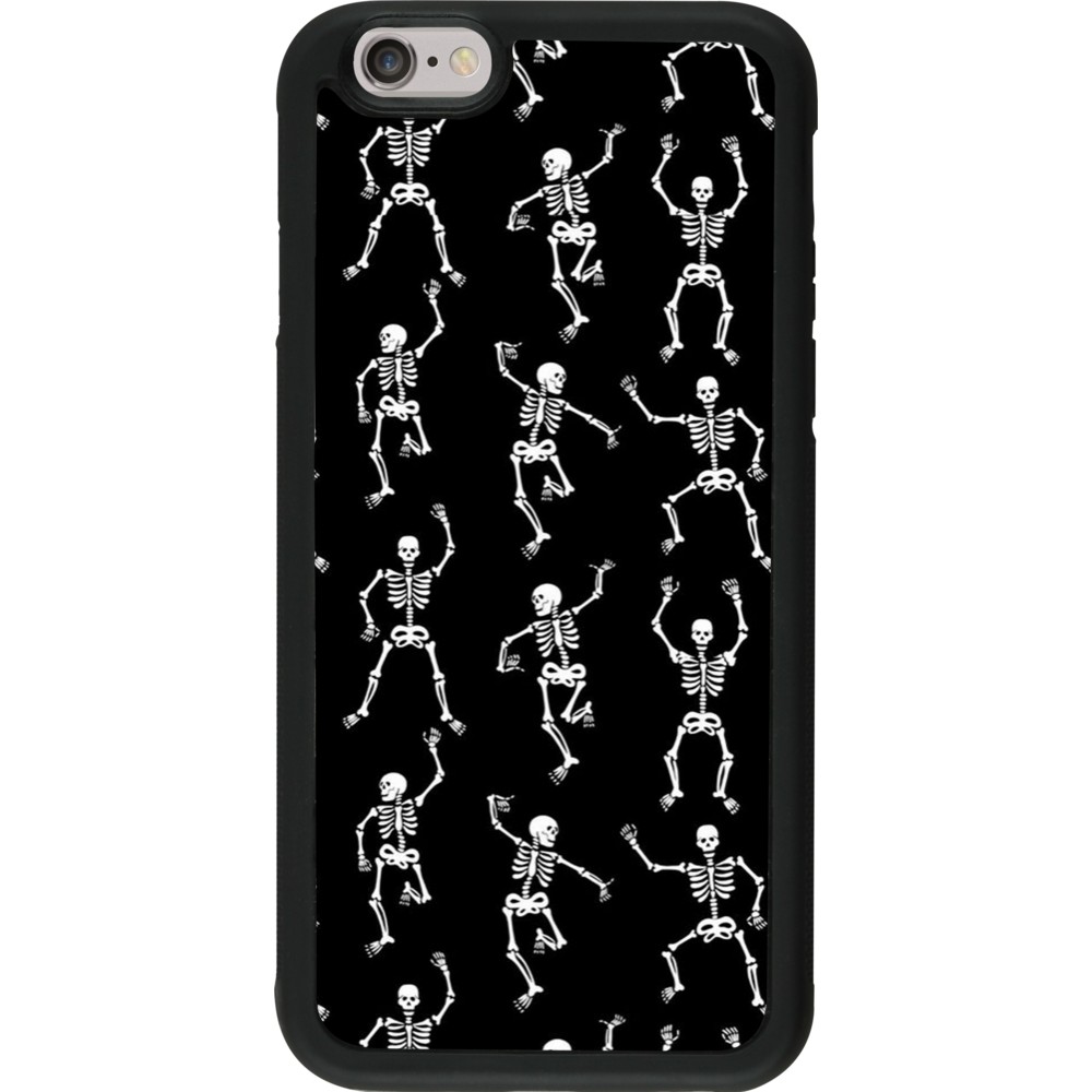 Coque iPhone 6/6s - Silicone rigide noir Halloween 2024 dancing skeleton