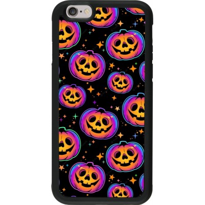 Coque iPhone 6/6s - Silicone rigide noir Halloween 2024 rainbow pumpkins