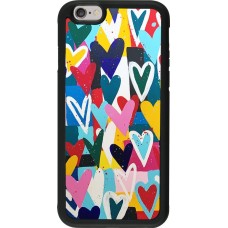 Coque iPhone 6/6s - Silicone rigide noir Joyful Hearts