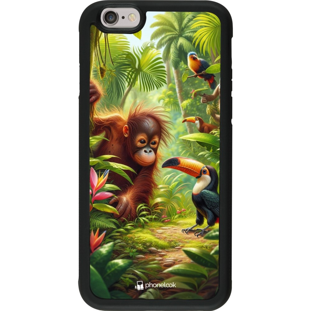 Coque iPhone 6/6s - Silicone rigide noir Jungle Tropicale Tayrona