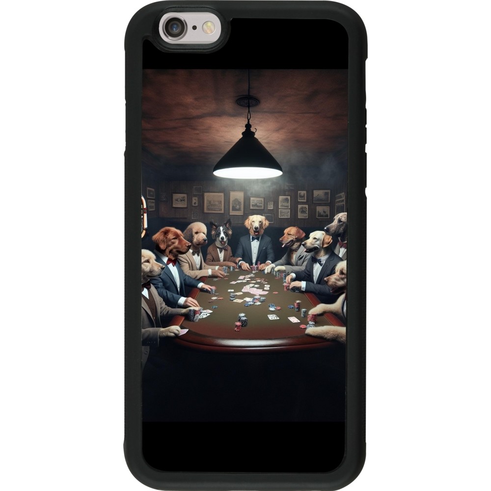 Coque iPhone 6/6s - Silicone rigide noir Les pokerdogs