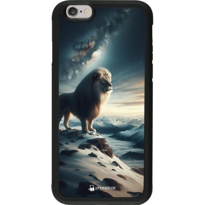 Coque iPhone 6/6s - Silicone rigide noir Le lion blanc