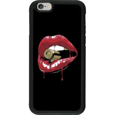 Coque iPhone 6/6s - Silicone rigide noir Lips bullet