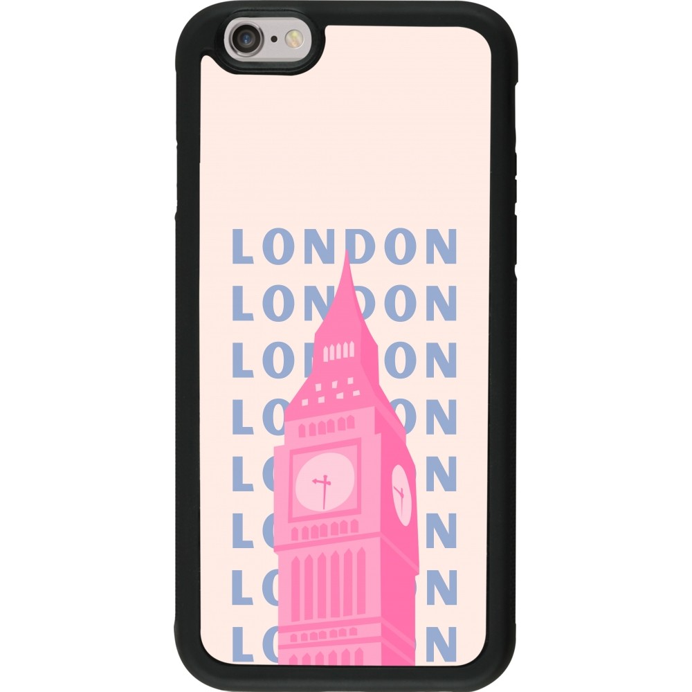 Coque iPhone 6/6s - Silicone rigide noir London Pink Print