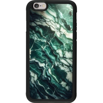 Coque iPhone 6/6s - Silicone rigide noir Marbre vert majestueux