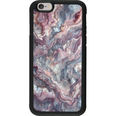 Coque iPhone 6/6s - Silicone rigide noir Marbre violette argentée