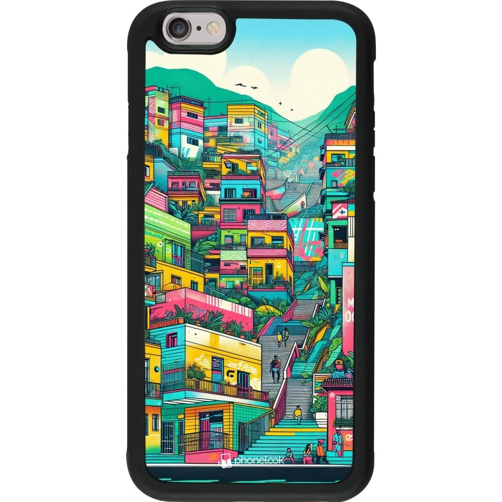 Coque iPhone 6/6s - Silicone rigide noir Medellin Comuna 13 Art