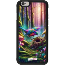 Coque iPhone 6/6s - Silicone rigide noir Oiseau Nid Forêt