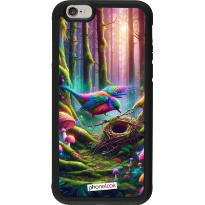 Coque iPhone 6/6s - Silicone rigide noir Oiseau Nid Forêt