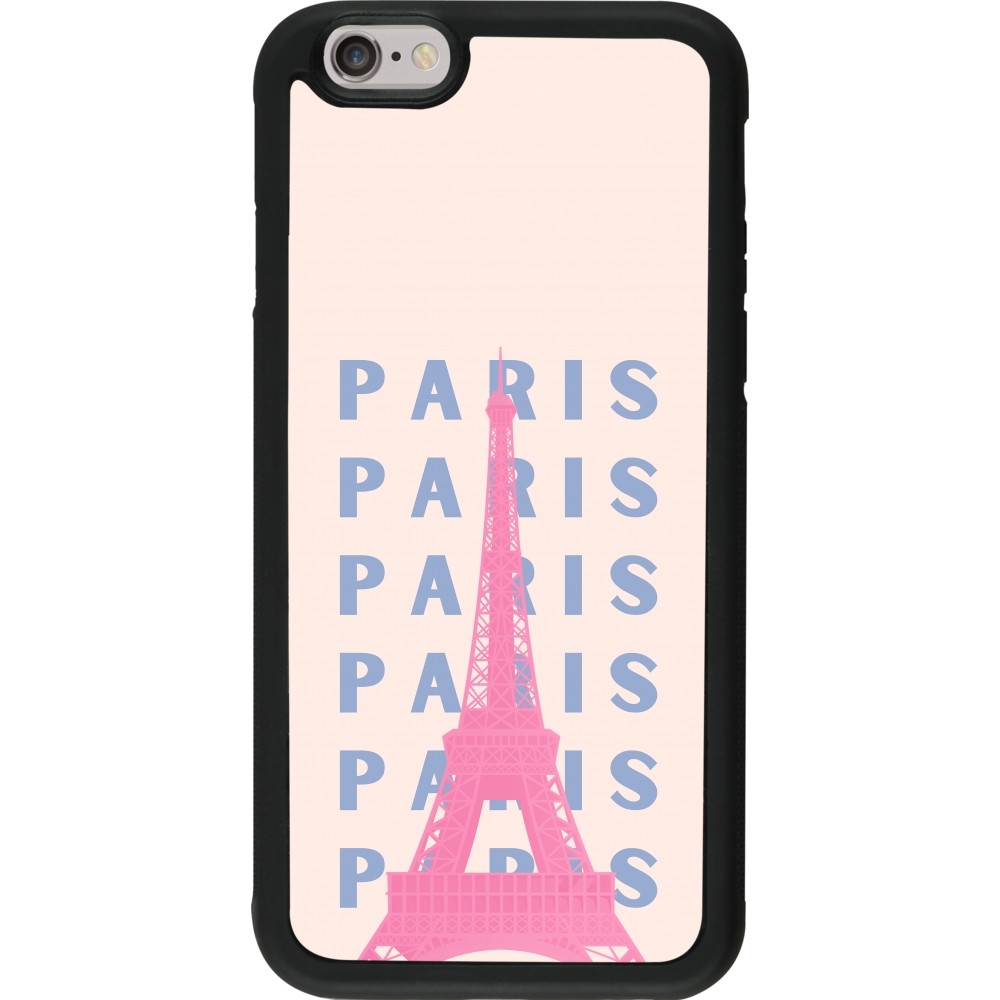 Coque iPhone 6/6s - Silicone rigide noir Paris Pink Print