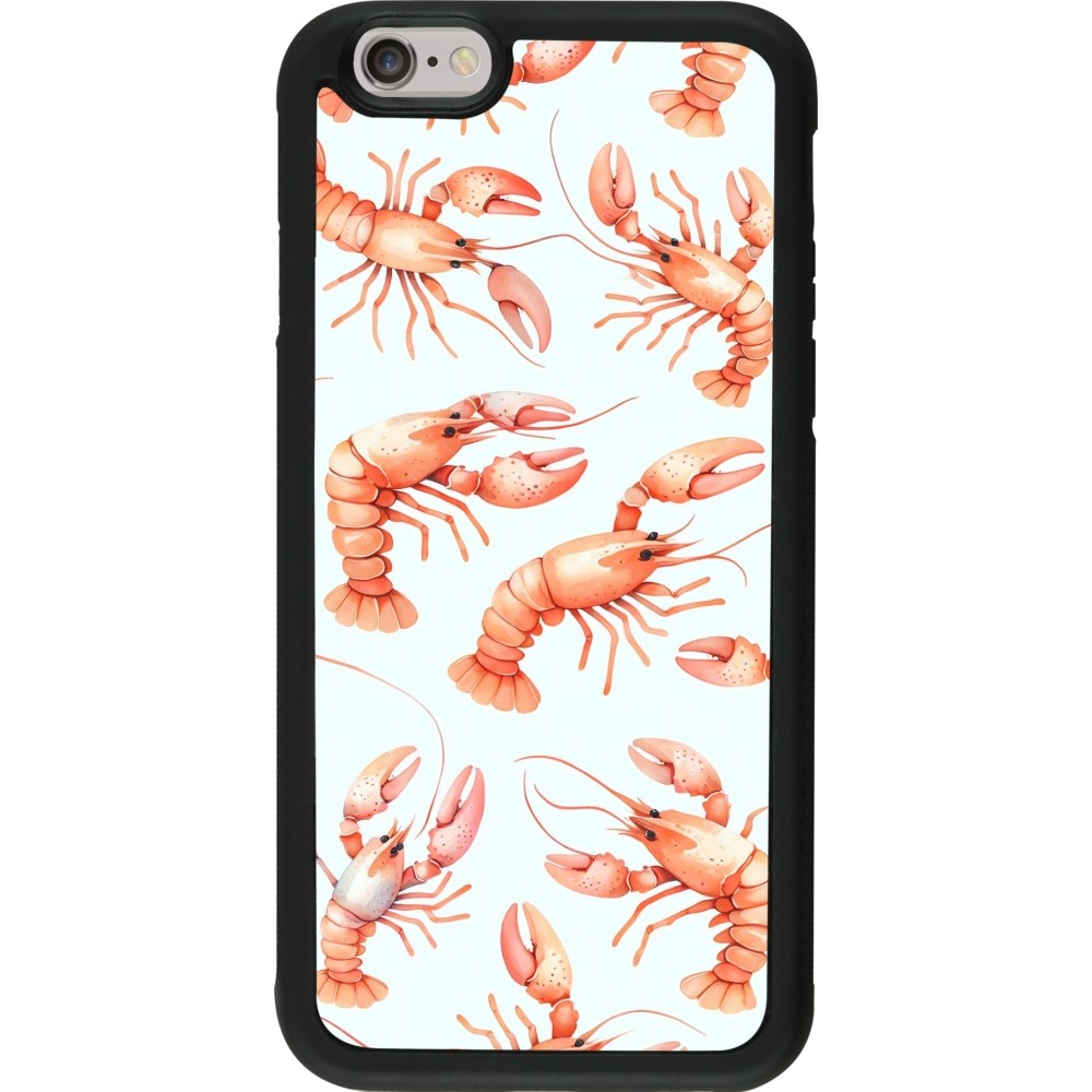 Coque iPhone 6/6s - Silicone rigide noir Pattern de homards pastels