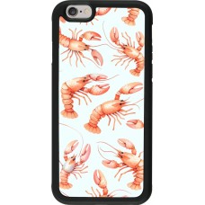 Coque iPhone 6/6s - Silicone rigide noir Pattern de homards pastels