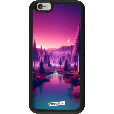 Coque iPhone 6/6s - Silicone rigide noir Paysage Violet-Rose