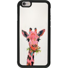 Coque iPhone 6/6s - Silicone rigide noir Pink Girafe Paint